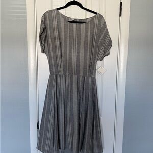 Halogen Charcoal Striped linen Dress